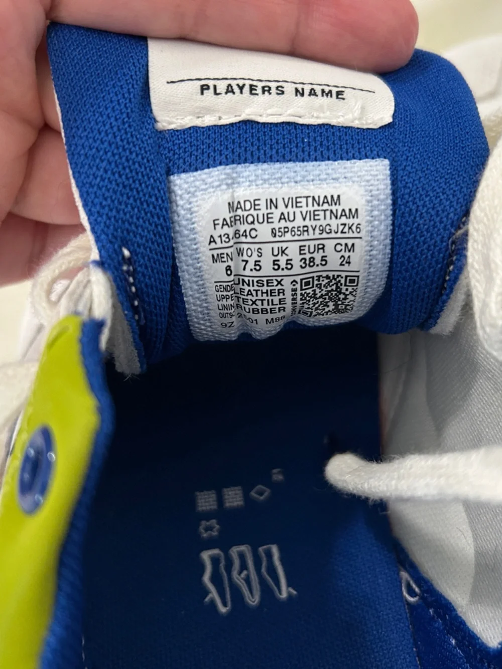 Converse White, Blue & Lime Sneakers - Picture 5 of 6